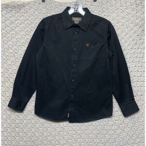 Ariat Boys Shirt‎ Sz M  10-12 Black Button Down Long Sleeve Western Logo